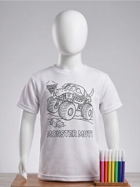 Kids White 'Monster Mutt' Coloring Tee